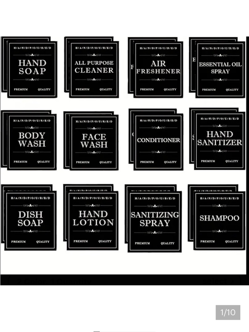 NEW• 12 PACK BLACK MODERN STICKERS FOR HOUSEHOLD LABELING